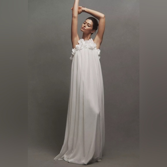 PATBO NWT Maia 3D Floral Hand Embroidered White Wedding Gown 12 - Picture 5 of 16